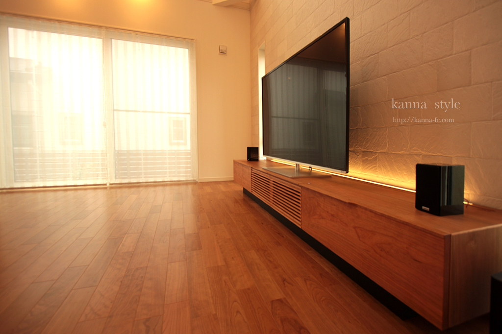 奈良県 間接照明付きのTVボード | 神戸のオーダー家具【kanna】テレビボード・テーブル・キッチン等をあなた好みに提案する家具屋