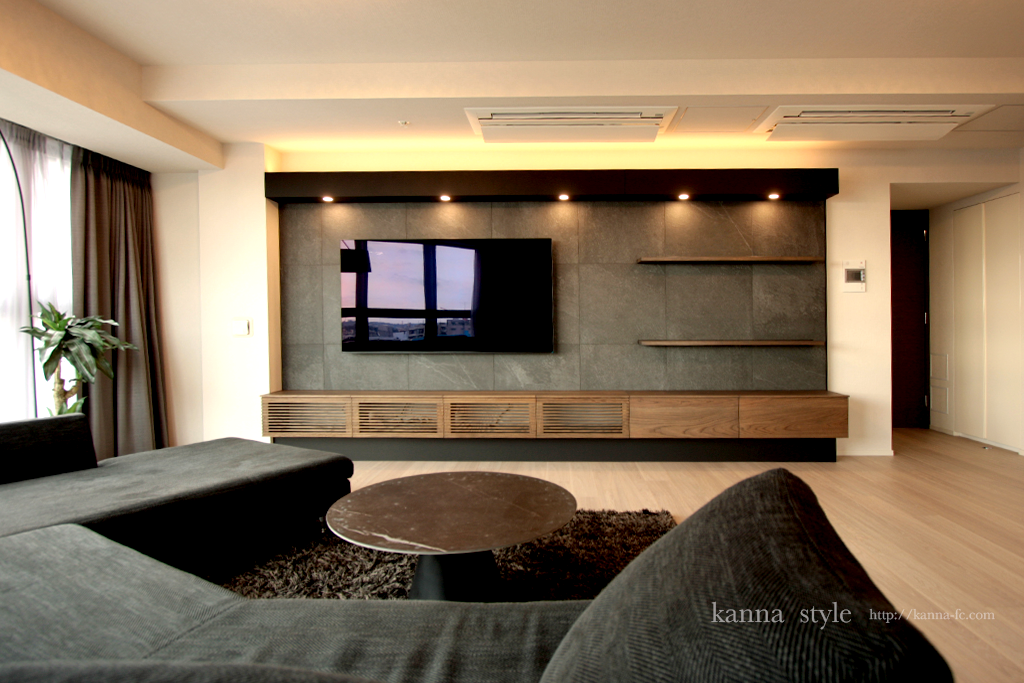 オーダーメイド壁面収納 | 神戸のオーダー家具【kanna】テレビボード・テーブル・キッチン等をあなた好みに提案する家具屋